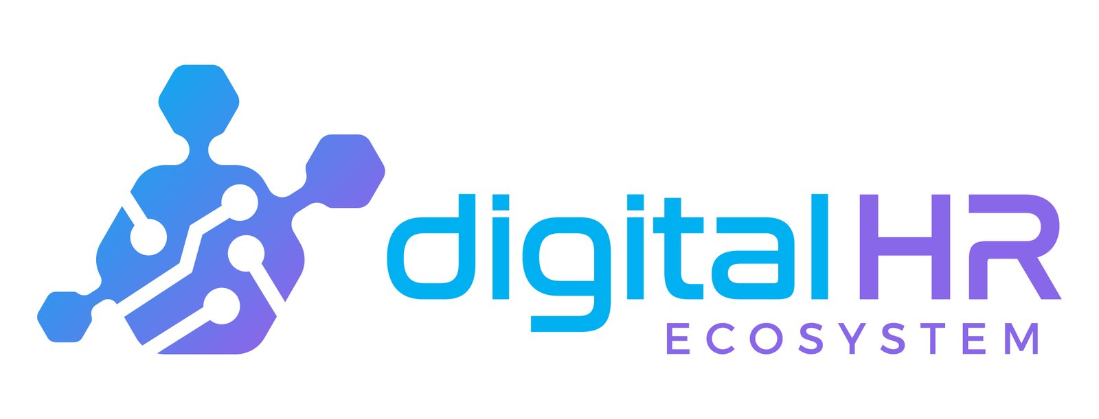 Das offizielle Logo für 'digital HR ECOSYSTEM' mit einem stilisierten Symbol, das einen vernetzten Menschen darstellt.
