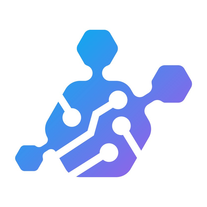 Logo des digitalen HR-Ökosystems mit einer stilisierten menschlichen Figur, die aus miteinander verbundenen blauen und violetten Schaltkreisen besteht.