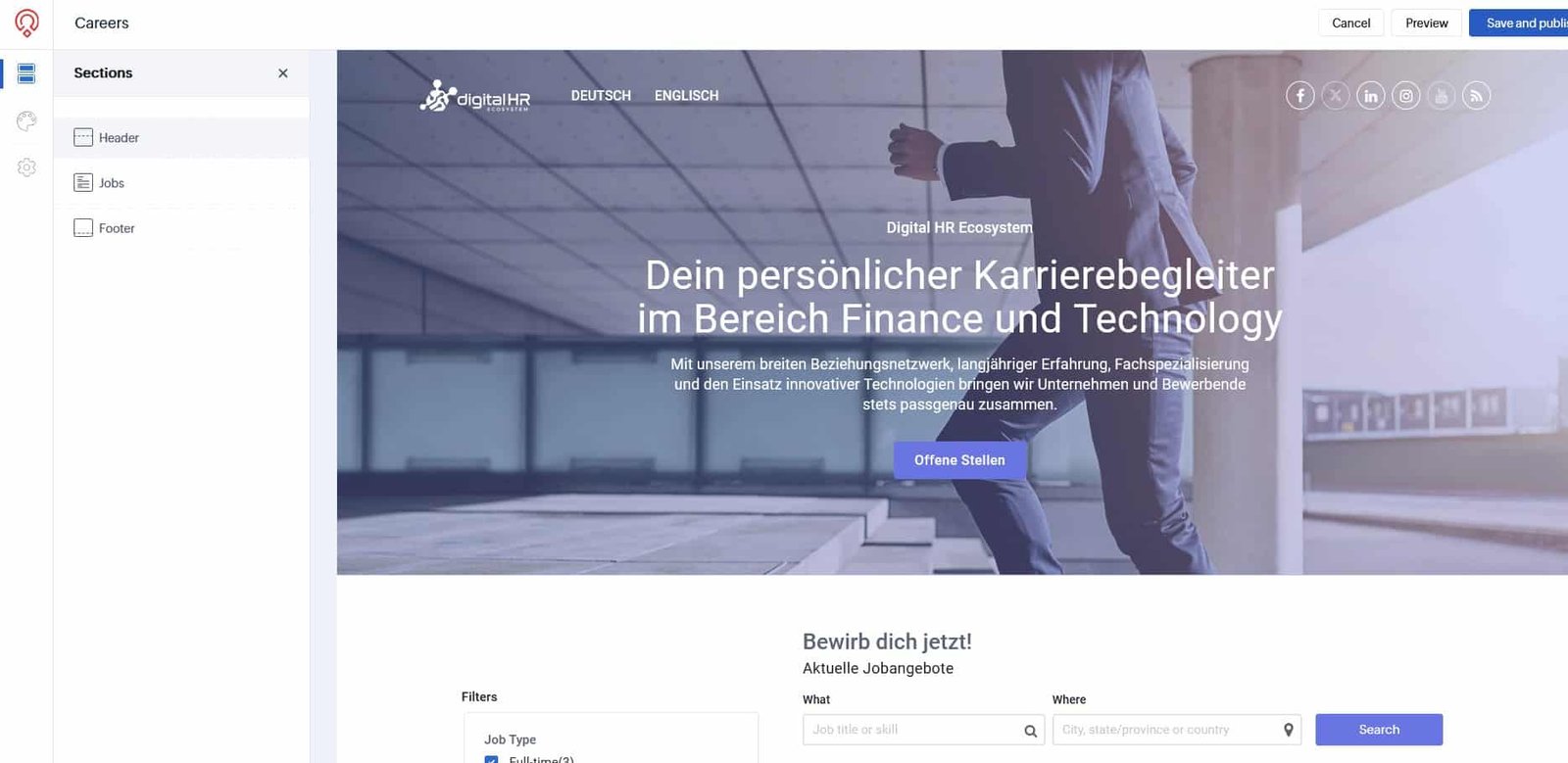 Karriereseite Integration