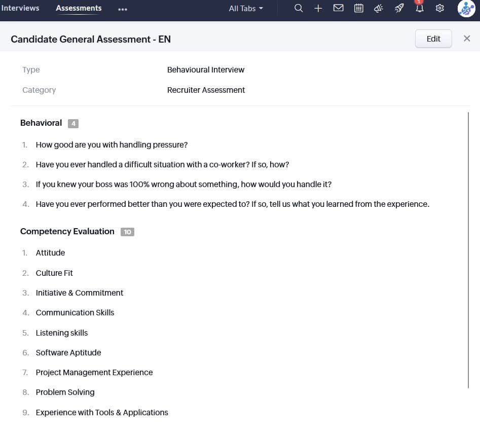 Recruiter Assessment